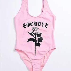 Pink, high cut, low back One Piece Swimsuit